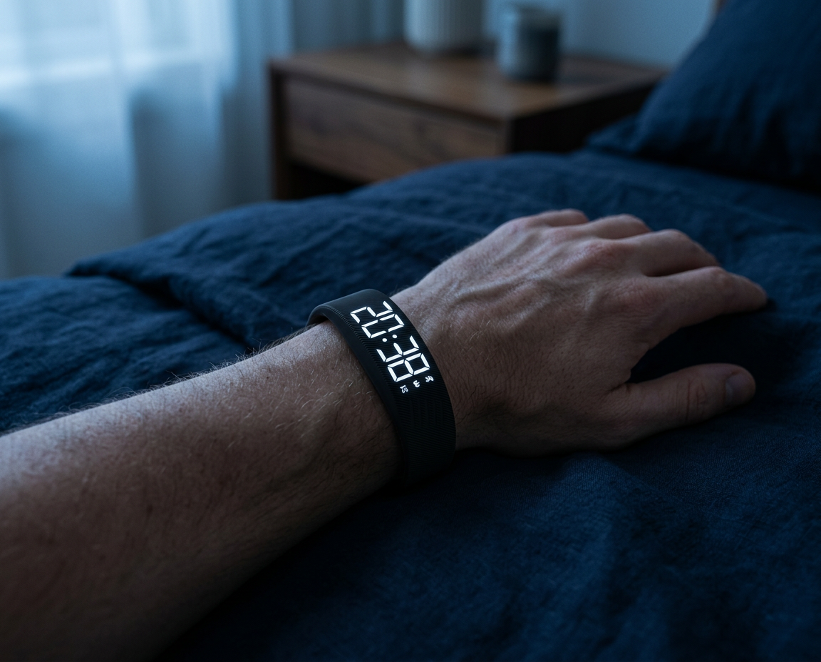 Person wearing Zelo Wake in bed before dawn